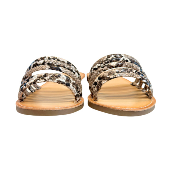 SODA Dorcey Snakeskin Multi Python Strappy Slides Size 9 - Picture 4 of 10